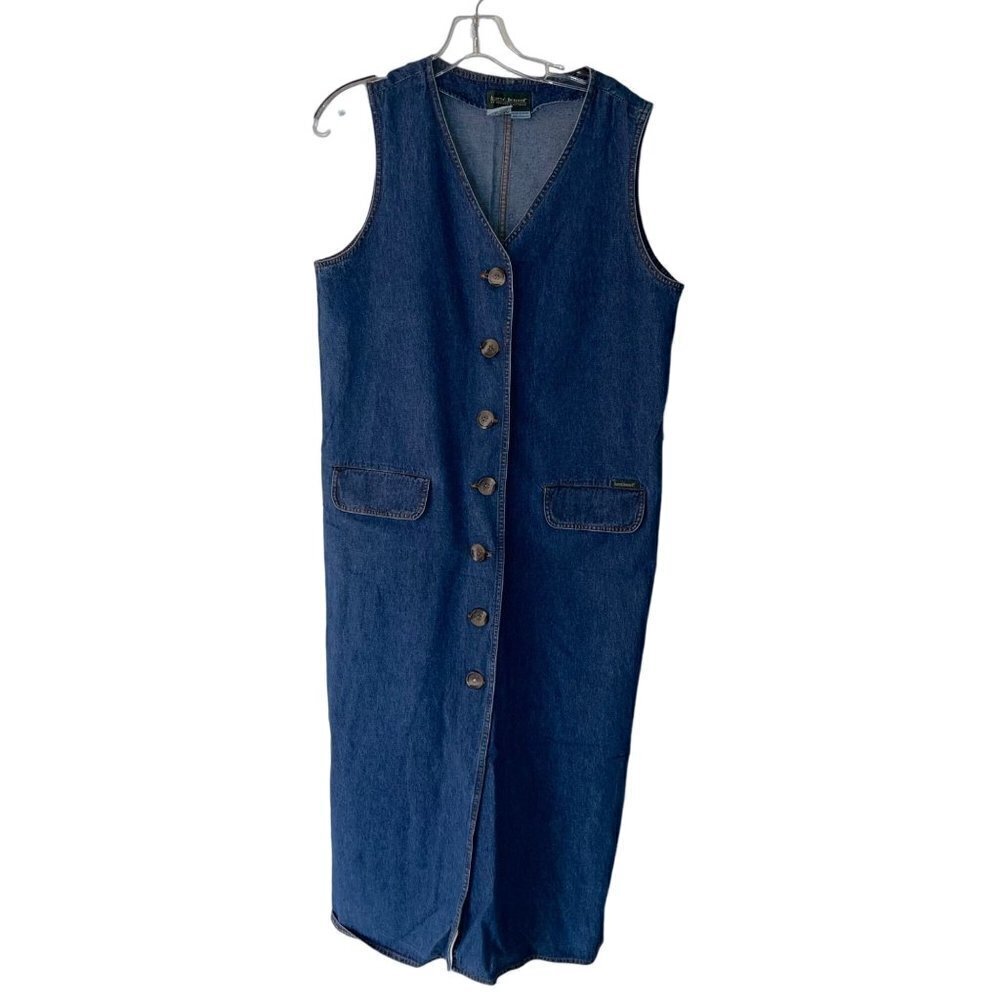 Harve Bernard Vintage Womens Denim Dress Size Medium Blue Button Down Cotton